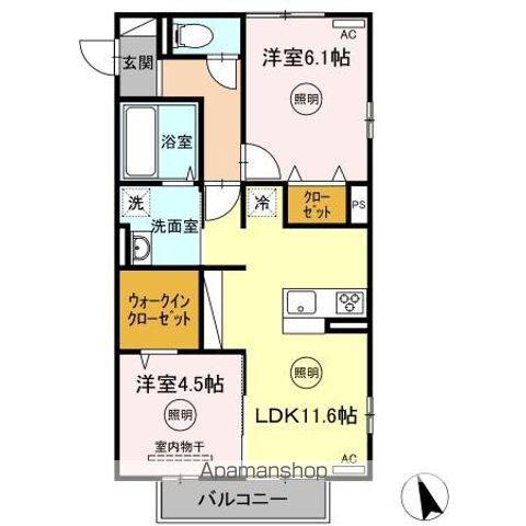 クレシアコート A棟(2LDK/1階)の間取り写真