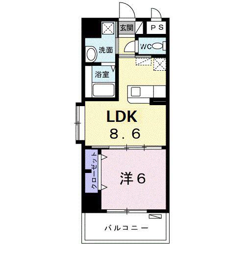 コーラルストーン泊(1LDK/8階)の間取り写真