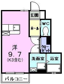 シャトウ上水(ワンルーム/2階)の間取り写真