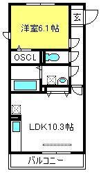 ボヌール四季II(1LDK/3階)の間取り写真