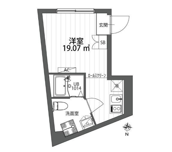 パークサイド戸越公園(ワンルーム/4階)の間取り写真