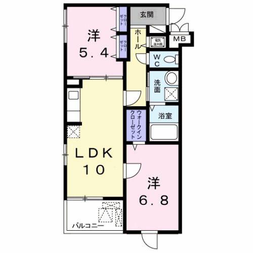 サンシャイン南勝山(2LDK/4階)の間取り写真