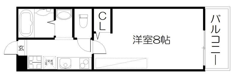 アークリード西院(1K/2階)の間取り写真