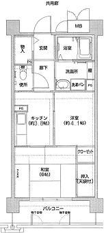 コーシャハイツ相生(2K/4階)の間取り写真