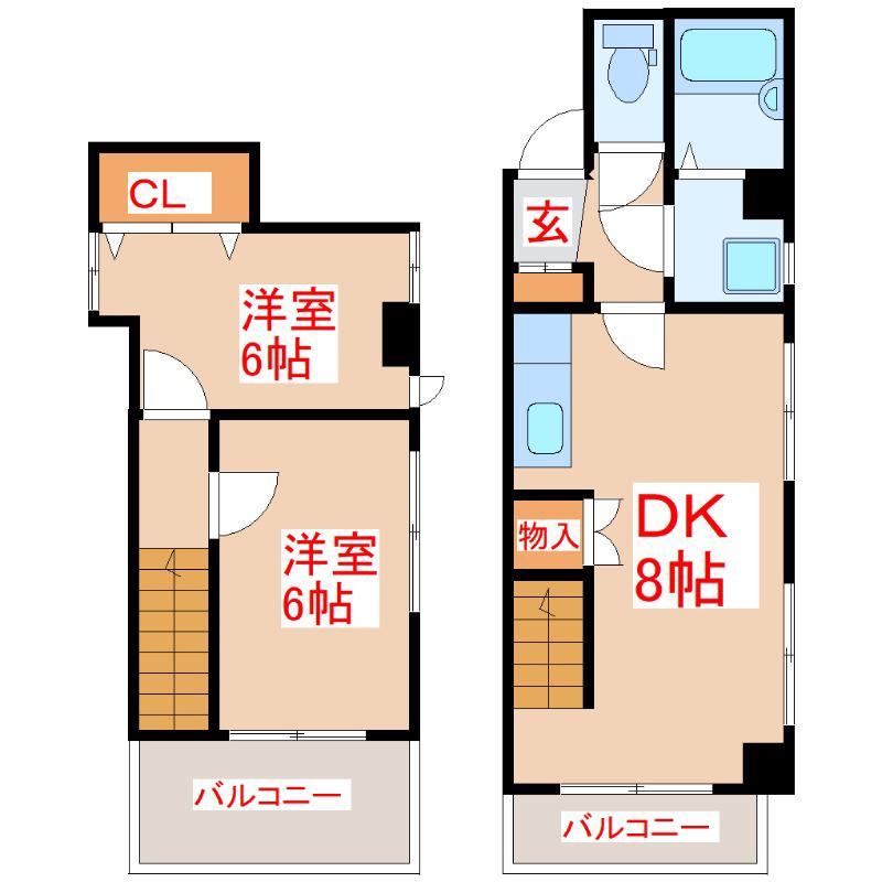 ダイムIV(2DK/9階)の間取り写真