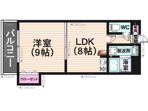 メゾン博多駅南(1LDK/6階)の間取り写真