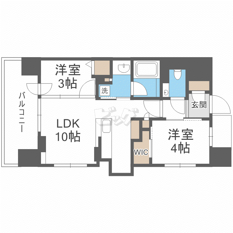デュオヴェール札幌中島公園(2LDK/4階)の間取り写真