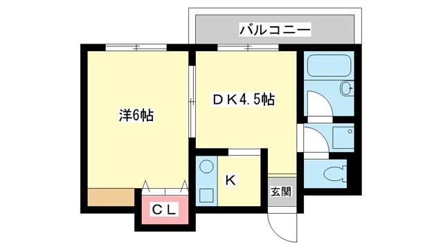 パストラル生駒(1DK/2階)の間取り写真