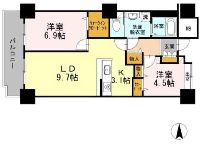 品川シーサイドビュータワーI(2LDK/24階)の間取り写真