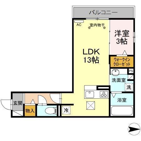 TORISIA添地町(1LDK/1階)の間取り写真