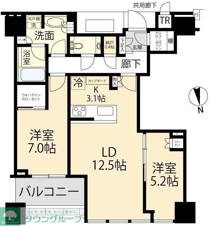 SHIROKANE THE SKY E棟(2LDK/24階)の間取り写真