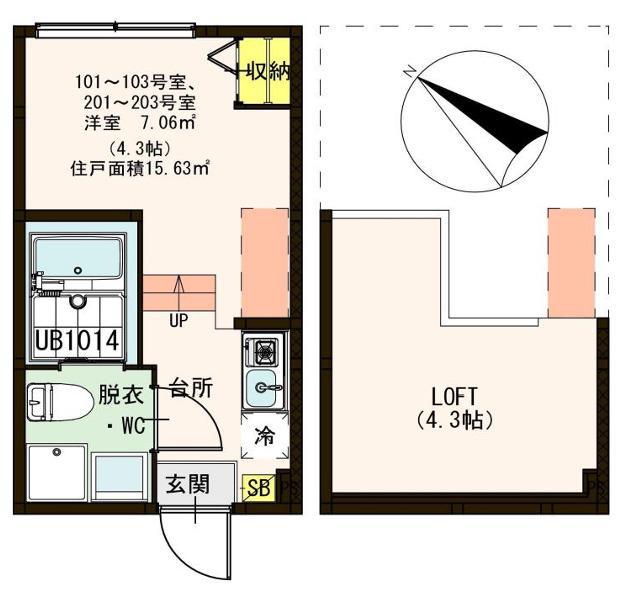 ハーモニーテラス南篠崎町(1K/1階)の間取り写真