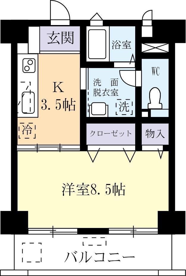 ルファールオカダ(1K/5階)の間取り写真