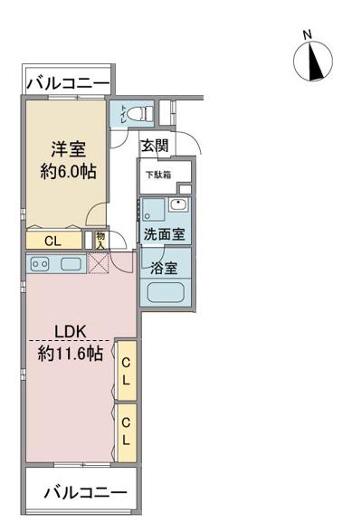 グランシャトゥ那古野(1LDK/4階)の間取り写真