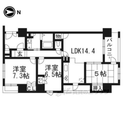 イーグルコート烏丸御池ル・シエル(3LDK/5階)の間取り写真