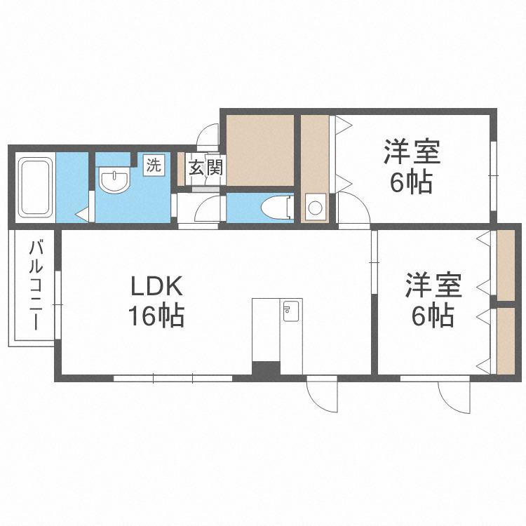 エスペランサ(2SLDK/2階)の間取り写真