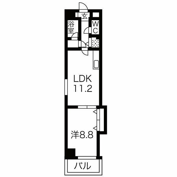 グローバル畑江(1LDK/9階)の間取り写真