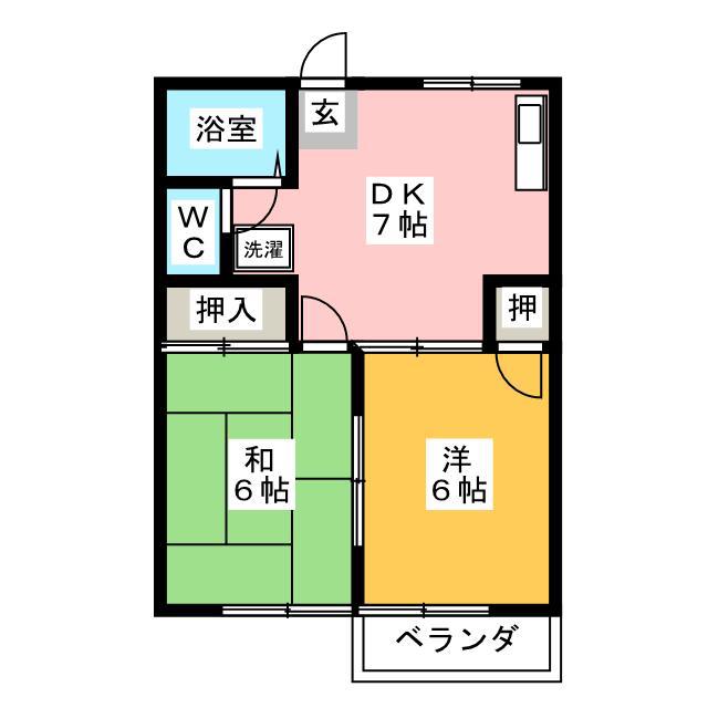 ベルメゾン(2DK/1階)の間取り写真