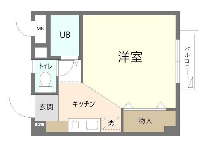 レインボーコート(ワンルーム/2階)の間取り写真