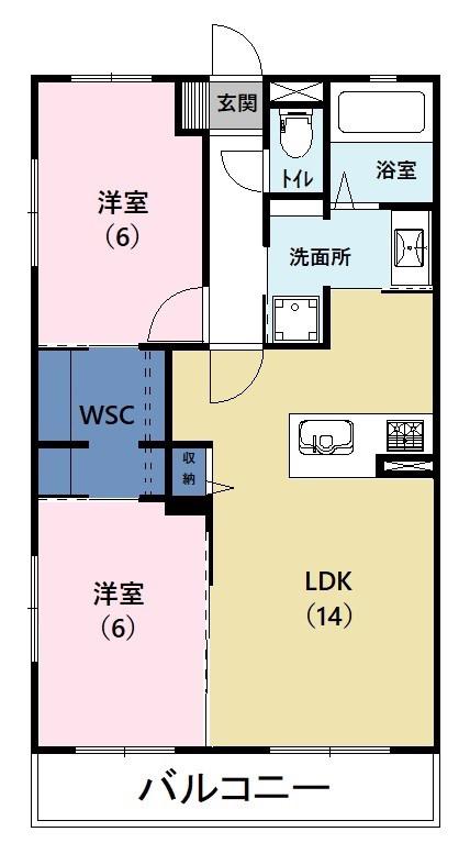 リザイアK(2LDK/4階)の間取り写真