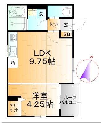 ボヌール・シャルマン(1LDK/2階)の間取り写真