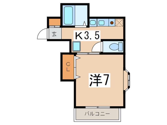 カーサ藤が丘(1K/1階)の間取り写真
