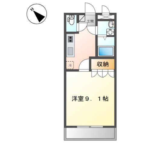 シャルムスクエア(1K/1階)の間取り写真