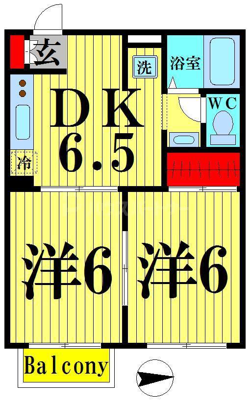 ぷれじーる(2DK/1階)の間取り写真