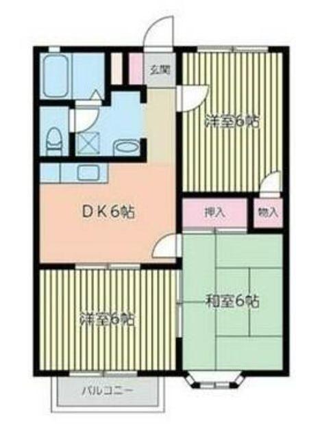 メゾン笹野(3DK/2階)の間取り写真