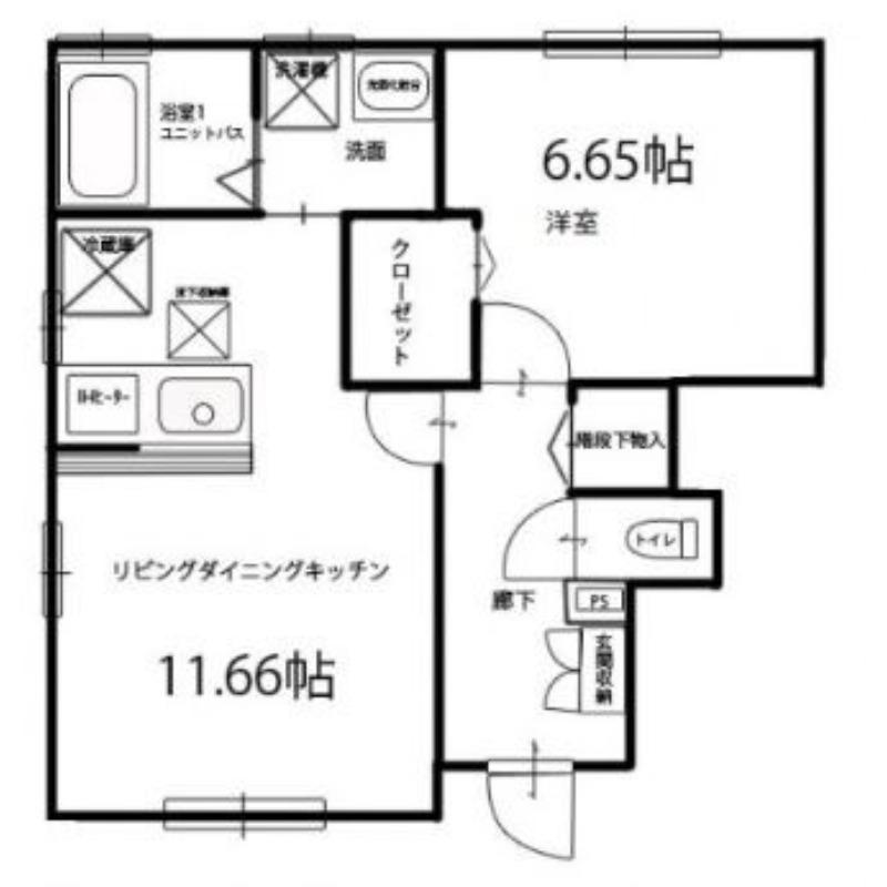 SQUARE VILLA 連島中央2丁目(1LDK/1階)の間取り写真