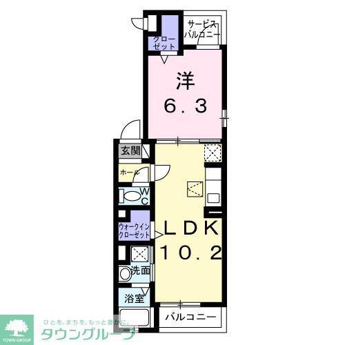テラック中央林間(1LDK/3階)の間取り写真