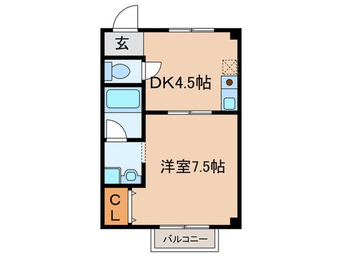 ハイツコスモス(1DK/2階)の間取り写真