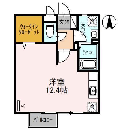 メナー泉(ワンルーム/2階)の間取り写真