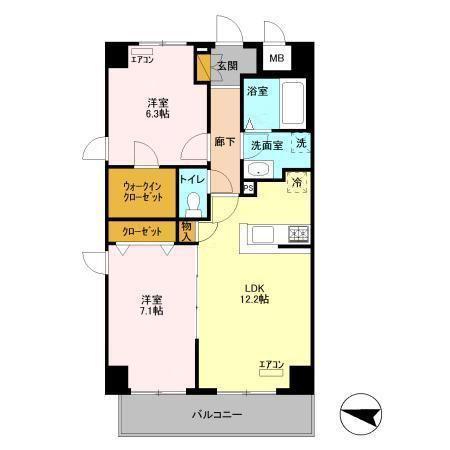 エキスポコンフォートII(2LDK/3階)の間取り写真