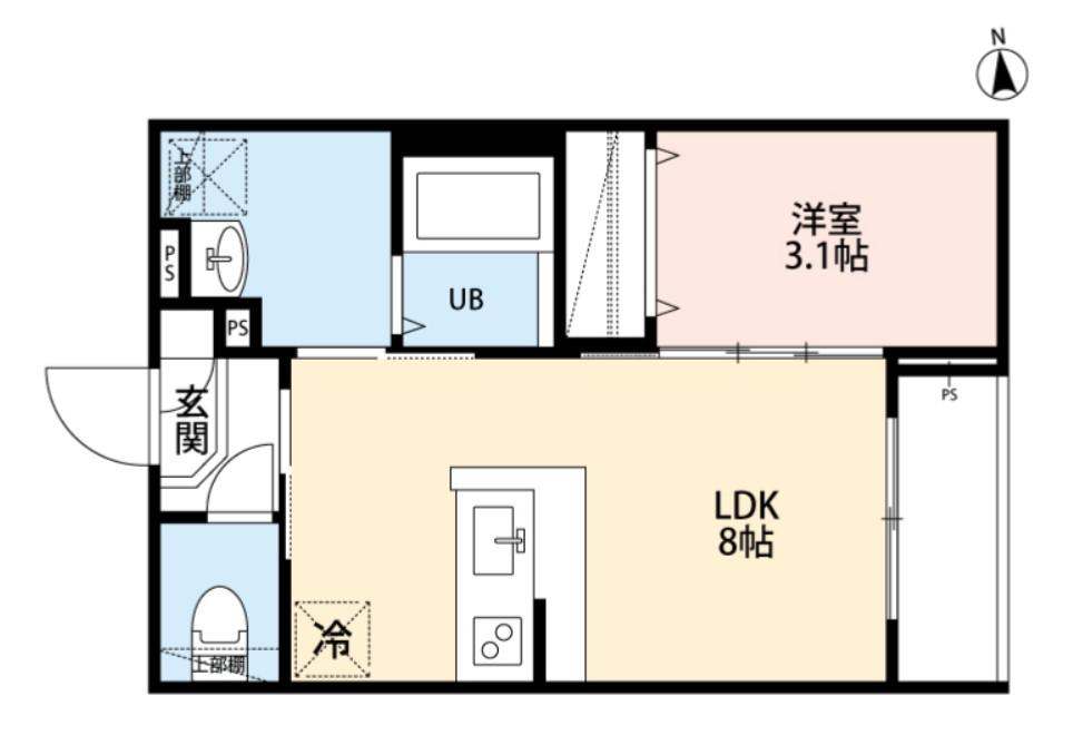 クロワッサン六町(1LDK/2階)の間取り写真