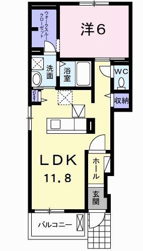 モンテアレ(1LDK/1階)の間取り写真