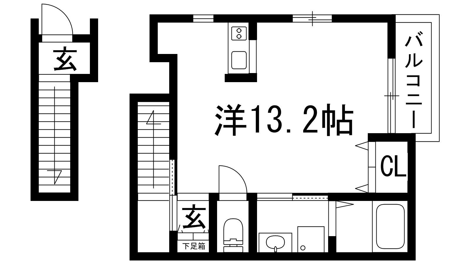 ONLY ONE花屋敷2(ワンルーム/2階)の間取り写真