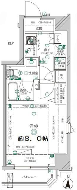ディアレイシャス亀戸(1K/4階)の間取り写真