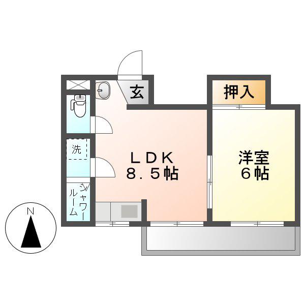 名信ビル(1LDK/2階)の間取り写真