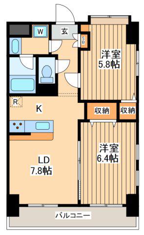パルテンザB棟(2LDK/3階)の間取り写真