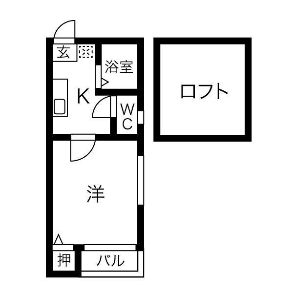 エンルート栄生(1K/2階)の間取り写真
