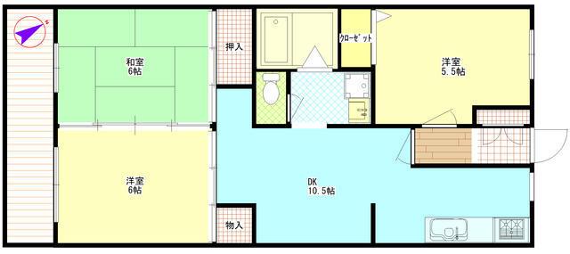 アーバンハーモニー本屋敷3番館(3DK/2階)の間取り写真