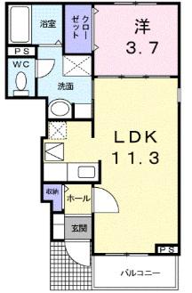 W・ホープI(1LDK/1階)の間取り写真