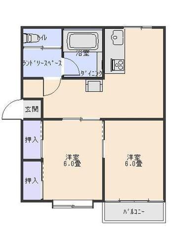 メゾンレリヤ A(2DK/2階)の間取り写真
