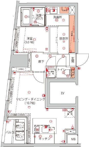 ハーモニーレジデンス千代田岩本町(1LDK/7階)の間取り写真