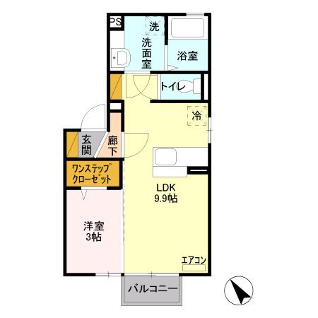 クラージュ A(1LDK/1階)の間取り写真