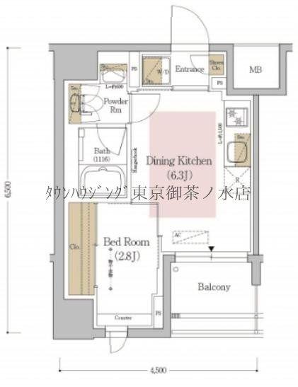 アーバネックス文京本郷(1DK/5階)の間取り写真