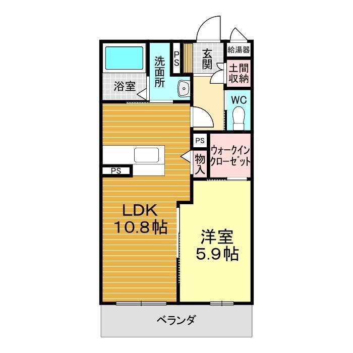 アンソレイユ グランデ(1LDK/2階)の間取り写真