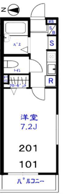 ラピスガーデン(1K/2階)の間取り写真