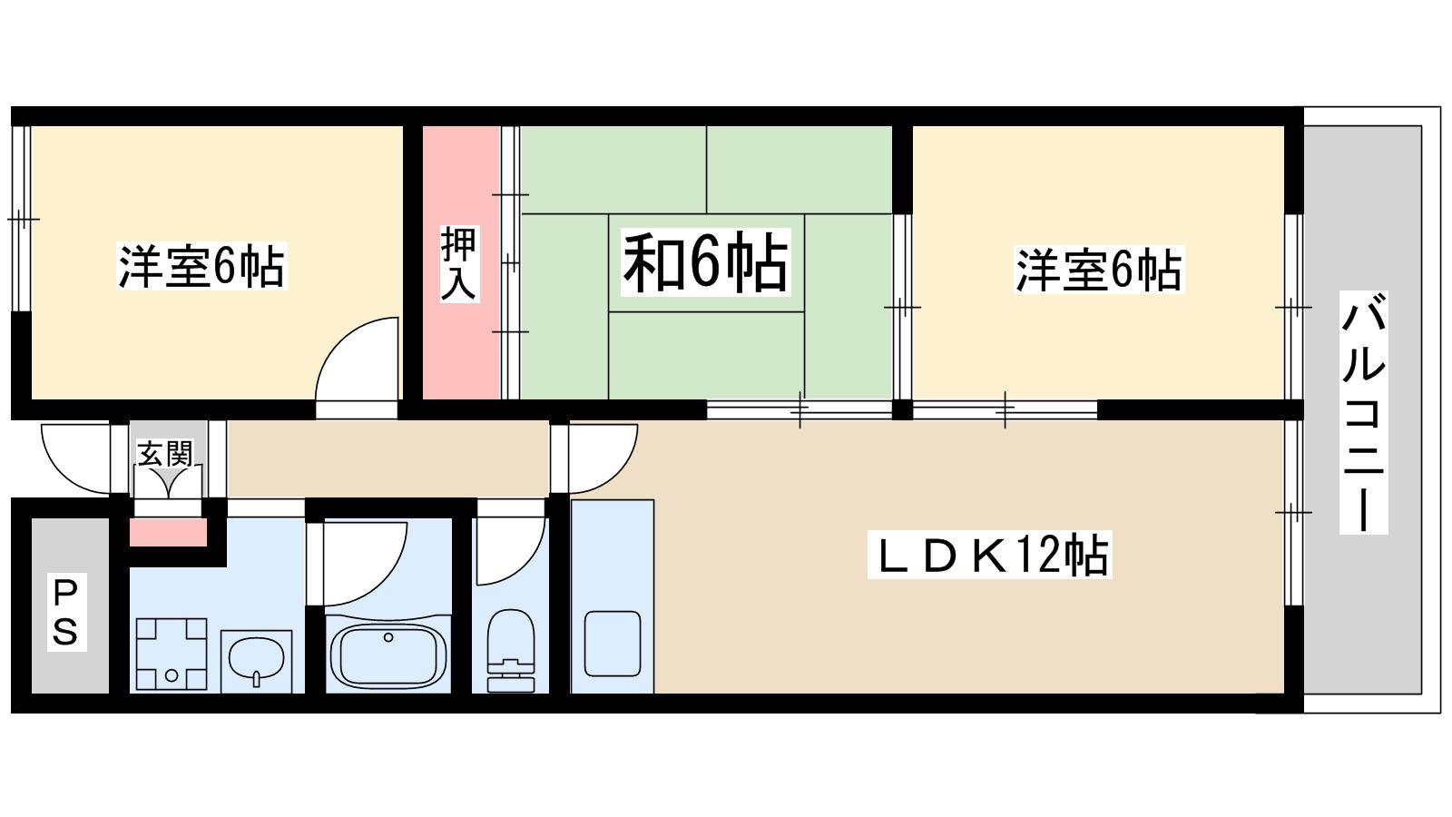 ハイツスリーオーク(3LDK/2階)の間取り写真